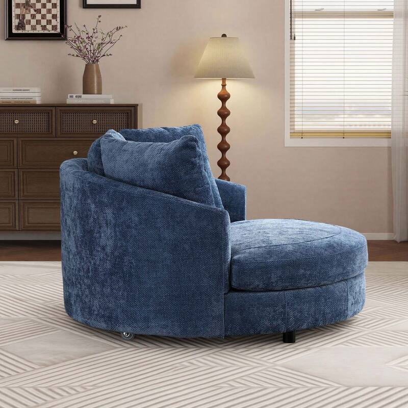 59.8''W Modern Oversized Sofa Chair, Round Accent Barrel Chair With 5 Pillows