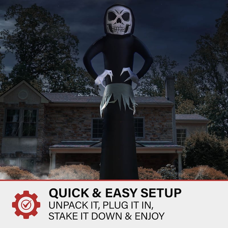 Haunted Hill Farm 20-Ft. Tall Pre-lit Inflatable Ghost Reaper - N/A