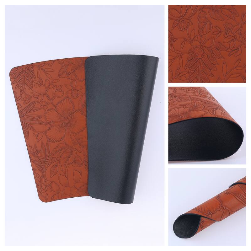 Set of 6 Place Mat, Faux Leather Placemats for Kitchen Dining Table Decor, Table Placemats Wipeable Table Mat - 19*12in - Brown