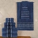 preview thumbnail 43 of 82, Superior Sadie Zero Twist Cotton Solid and Floral 9 Piece Towel Set Navy Blue