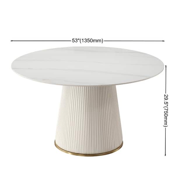 53 inch Round sintered stone carrara white dining table - Bed Bath ...