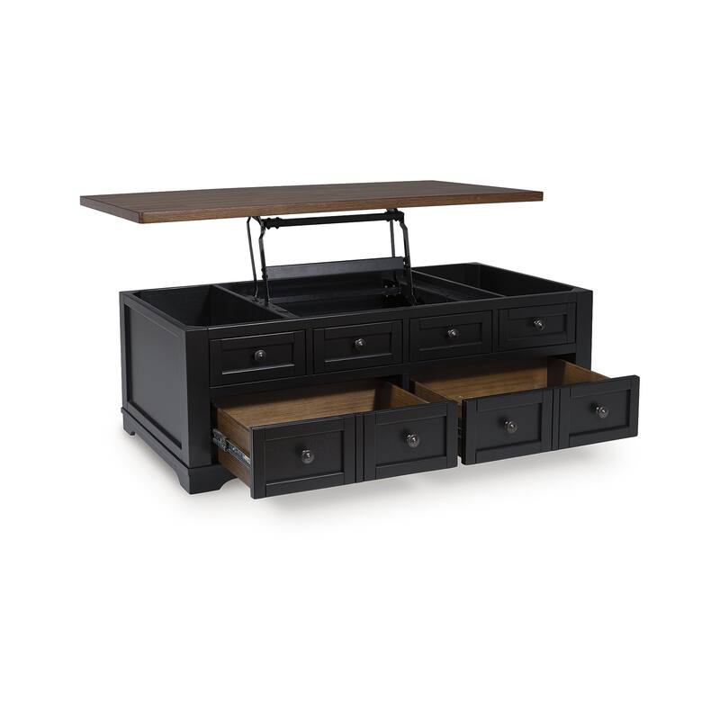 Signature Design by Ashley Wildenauer Brown/Black Lift-Top Coffee Table - 52" W x 28" D x 19" H