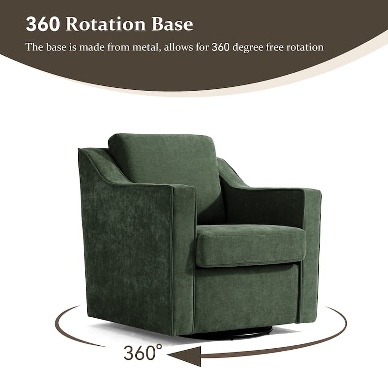 Chenille/Leather Swivel Barrel Chair(Set of 2) Modern Club Chair by UIXE