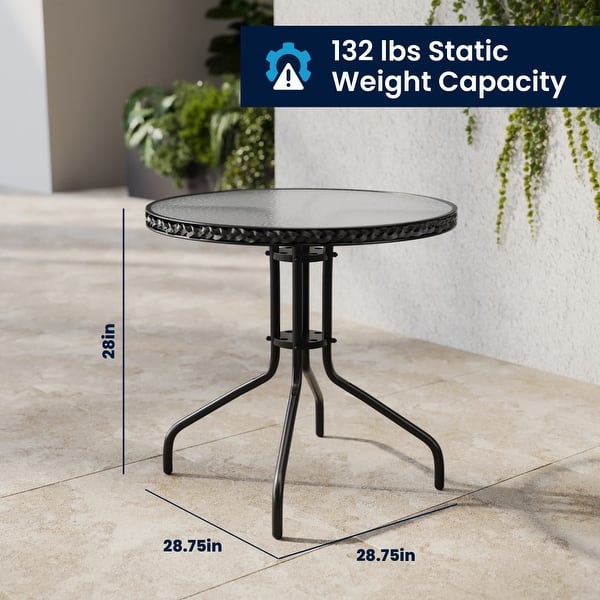dimension image slide 2 of 5, 3-piece Outdoor Table/Chair Set - 28.75"W x 28.75"D x 28"H