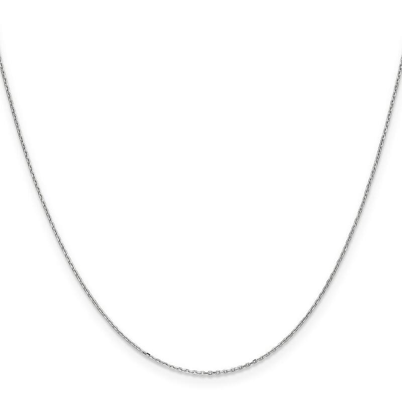 Curata 10k White Gold 0.8mm Diamond Cut Cable Chain Necklace (Spring Ring)