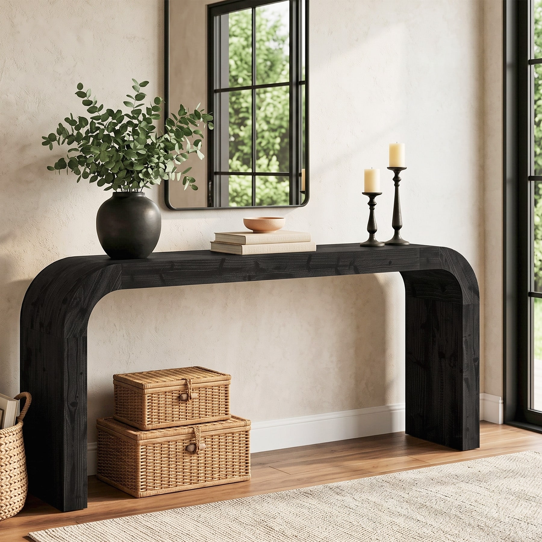 Solid Wood Console Table, 70.87-Inch Farmhouse Sofa Table