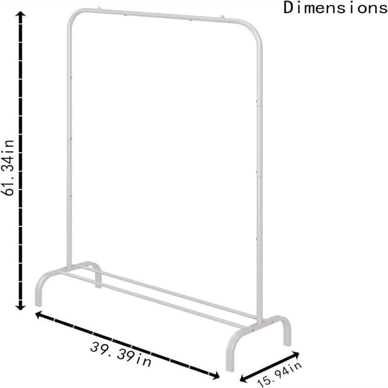 Garment Rack with Bottom - 15.74"D x 39.37"W x 61.33"H