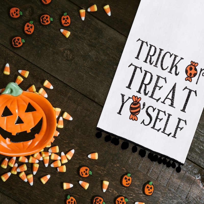 Treat Yo'self Halloween Flour Sack Cotton Kitchen Towel