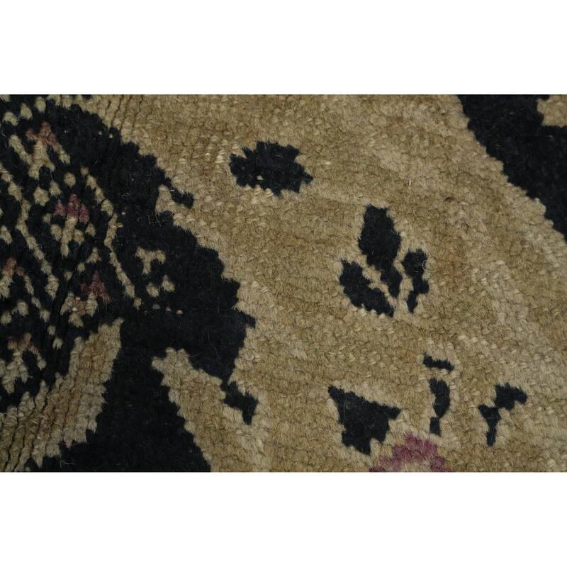 Hand Knotted Oriental 100% Wool Carpet Traditional Floral Black Karabagh Area Rug - 18' 7'' X 6' 7''