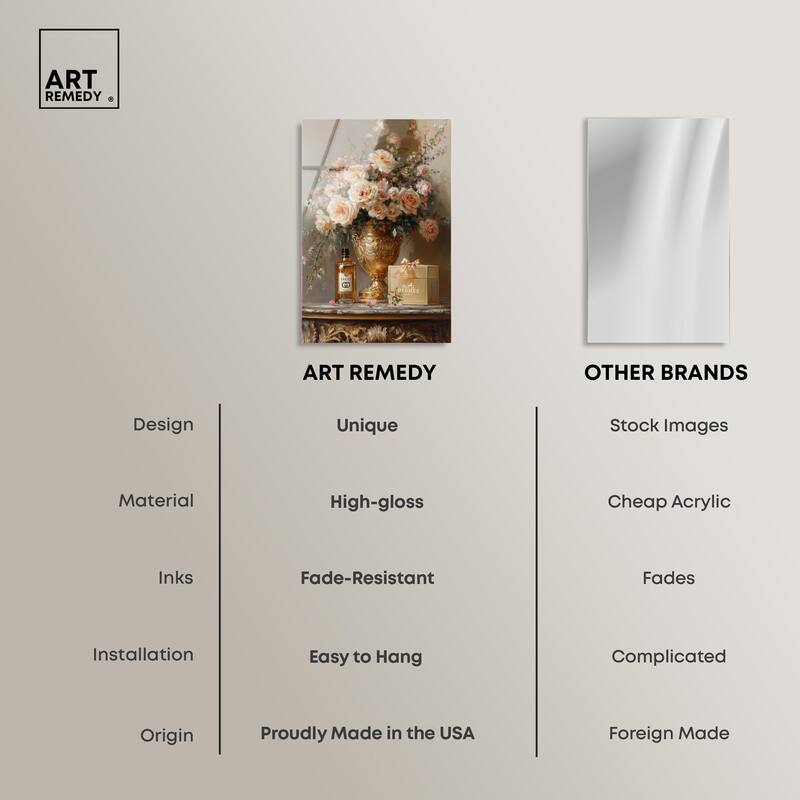 Classical Vase Tans and Floral Acrylic by Art Remedy, Ready to Hang