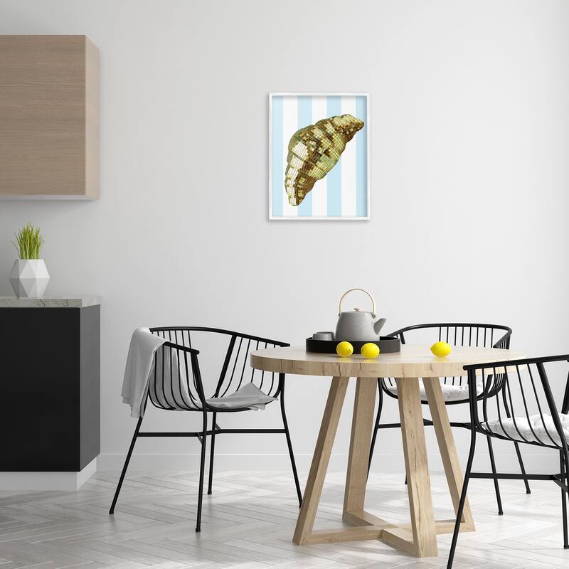 Stupell Disco Croissant & Blue Stripes Framed Giclee Art Design By Lil' Rue