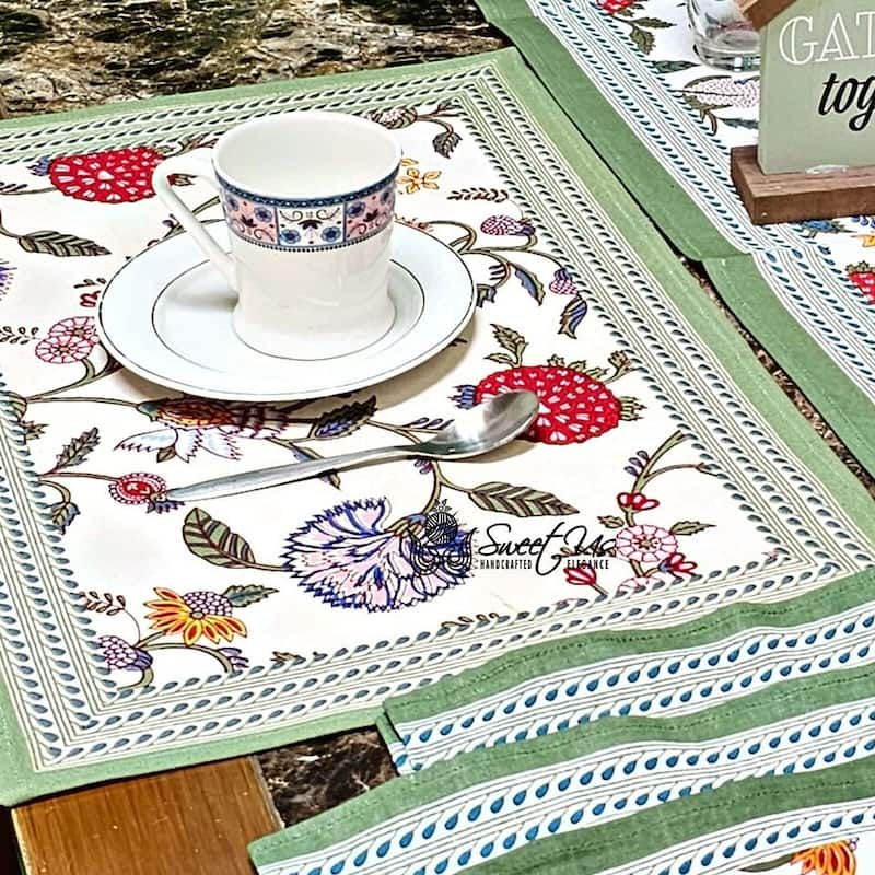 Cotton Floral Berry Print Tablecloth Collection - Placemat