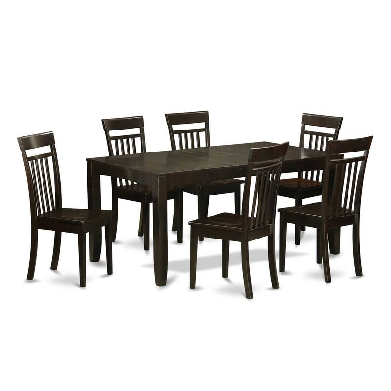 Vintage Dining Set - 7 Piece Table & Chair Set - Rectangle Table with Butterfly Leaf - Cappuccino Finish