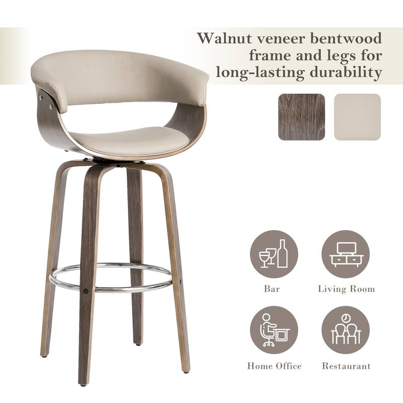 Glitzhome Set of 4 Modern Counter or Bar Height Faux Leather Swivel Pub Stools