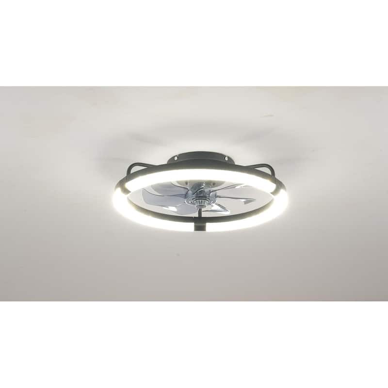 20" Ceiling Fans with Kit, LED Light Source and Remote Control, 3000-6500K Dimmable Modern Flush Mount LED Fan Light