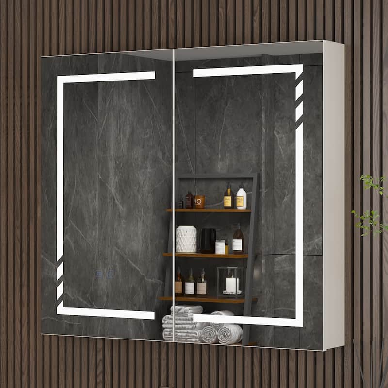Sleek Bathroom Vanity Ceramic Sink & Illuminated Mirror Cabinet Combo