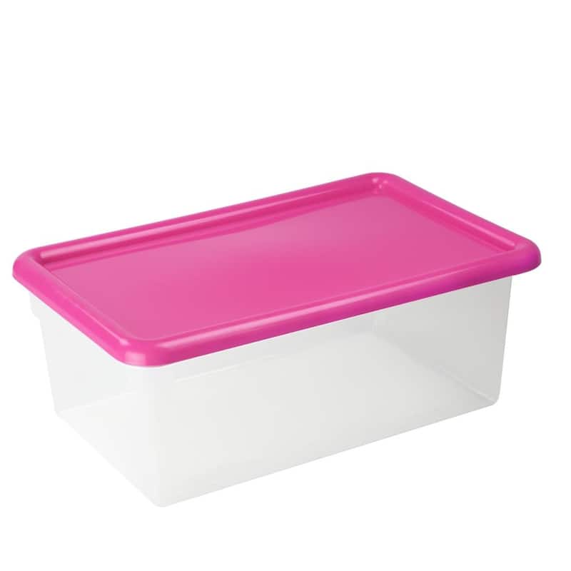 Plastic Container with Colored Lid, 5 Qt Plastic Storage Bins