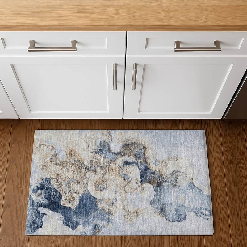 Premium Washable Super Soft Abstract Chic Mayfield Rug - Denim - 1'8" x 2'6"