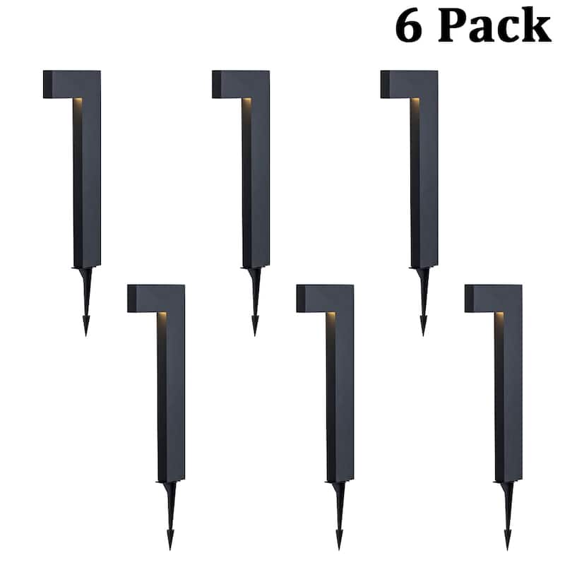 Low Voltage 12V Black Integrated LED Landscape Path Lights, Warm White Outdoor Garden & Driveway Lighting (6 Pack) - W6'' - W6'' - Black