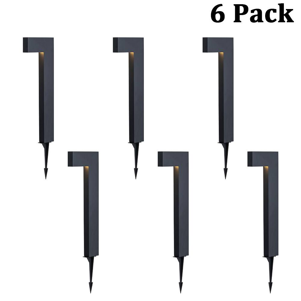 Low Voltage 12V Black Integrated LED Landscape Path Lights, Warm White Outdoor Garden & Driveway Lighting (6 Pack) - W6''