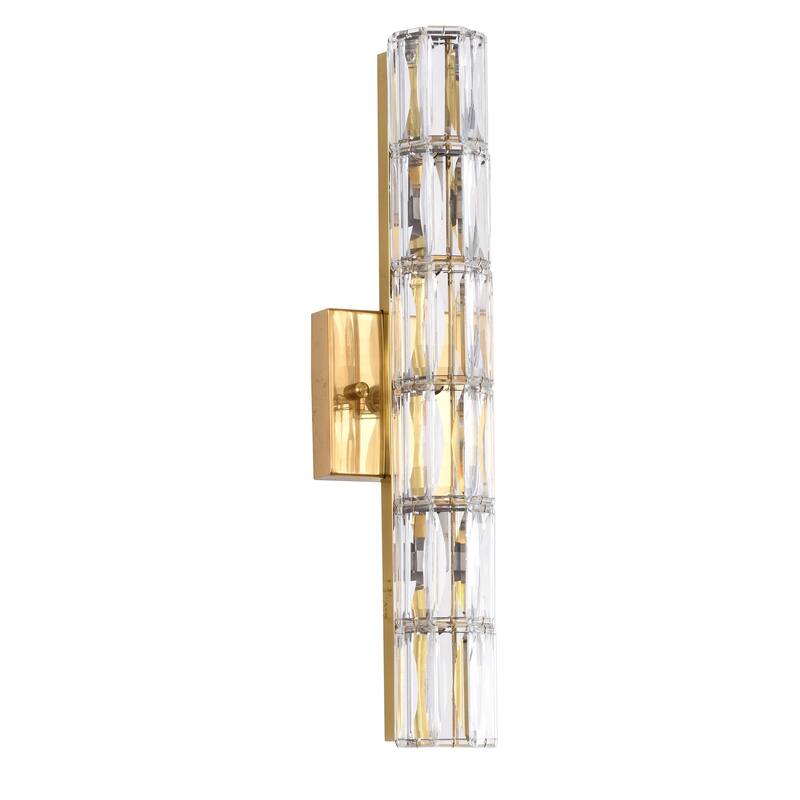 5-Light Gold Wall Sconce With Clear Crystal Accents