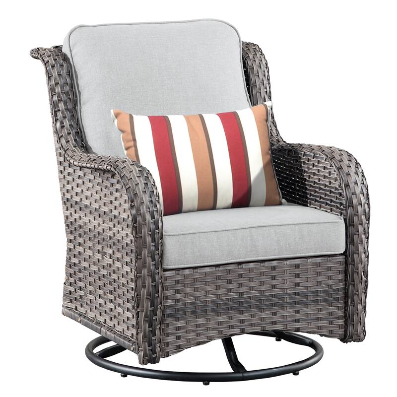 OVIOS 6-Piece Outdoor Wicker Patio Fire Pit Furniture Set with Swivel Chairs