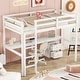 preview thumbnail 3 of 8, Wood Twin Loft Bed with Built-in Desk and Storage Cabinet and Guardrails and Ladder