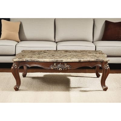 HomeRoots 34" Genuine Marble Free Form Coffee Table - 34