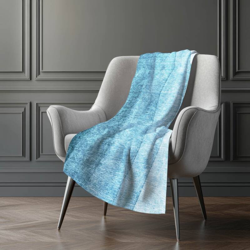 Premium Machine Washable Contemporary Ombre Sherpa Throw Blanket