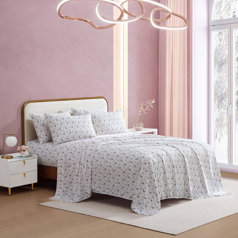 Betsey Johnson Printed Cozy Bonus Sheet Set - Paris Love Pink - Queen