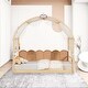 preview thumbnail 16 of 33, Princess Playhouse Bed Twin,Arched Canopy Bed with Pull-Out Trundle