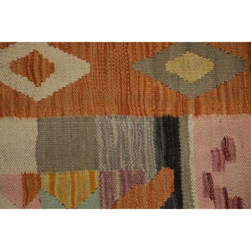 Hand Woven Oriental 100% Wool Carpet Southwestern Tribal Multi-Colored Kilim Area Rug - 5' 1'' X 3' 3''