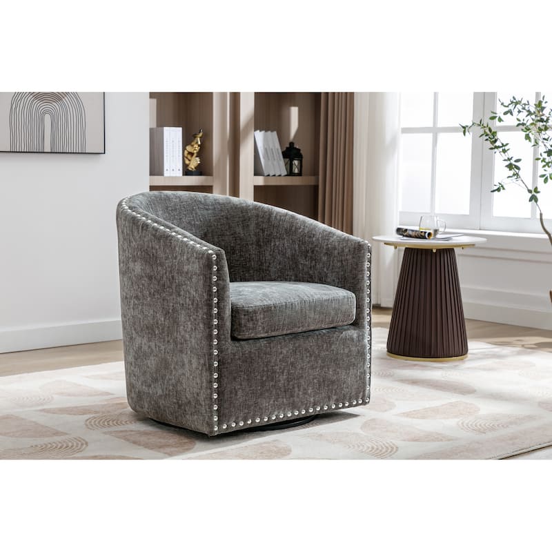 Porthos Home Wesa Swivel Fabric Upholstered Barrel Accent Chair