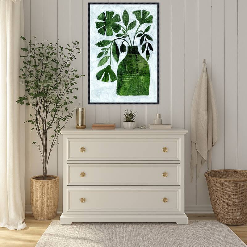 Abstract Green Floral No 2 by Susan Black Framed Canvas Wall Art Print