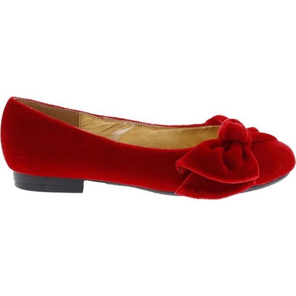 red velvet flat shoes