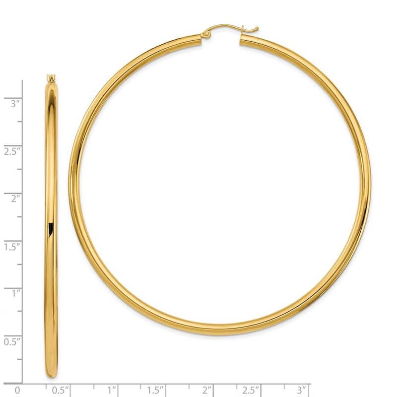 Curata 14k Yellow Gold Lightweight Extra Large 81x3mm Polished Hoop Earrings