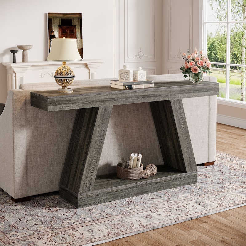 2-Tier Narrow Entryway Console Table for Living Room