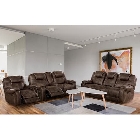 Furniture of America Harrimon Dark Brown 3-piece Reclining Sofa Set