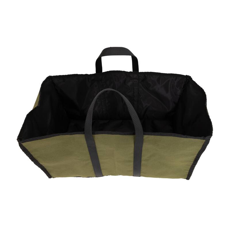 Achla Designs Canvas Log Carrier, Green with Black accents