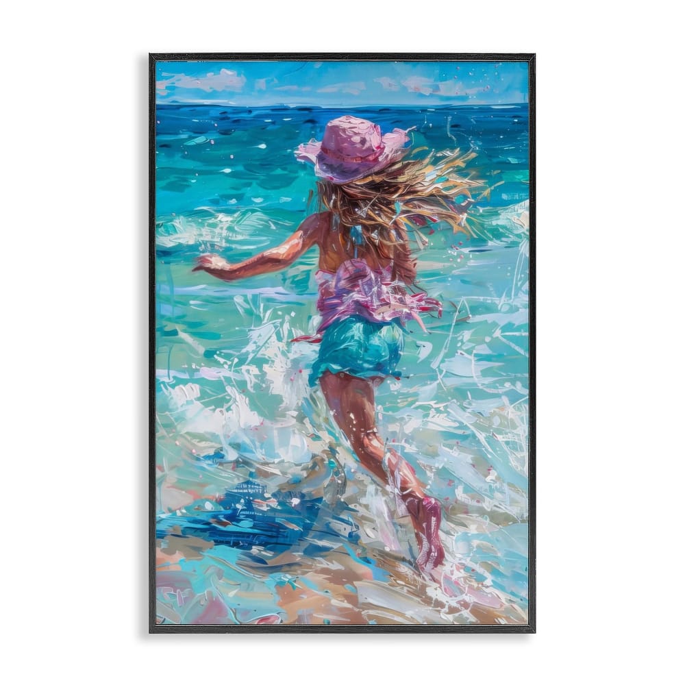 Stupell Summer Beach Fun Girl Framed Giclee Art Design By LSR Design Studio