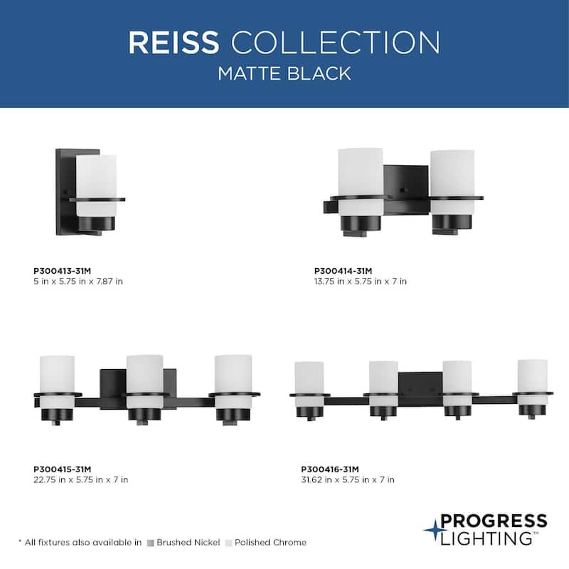Reiss Collection Three-Light Modern Farmhouse Matte Black Vanity Light - 22.75 in x 5.75 in x 7 in