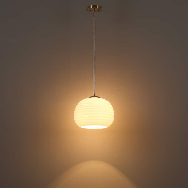 Acroma 1-Light Striped Glass Globe Pendant For Kitchen Island