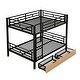 preview thumbnail 7 of 10, Full Size Metal Convertible Bunk Kids Bed Frame with 2-Storage Drawers, Black