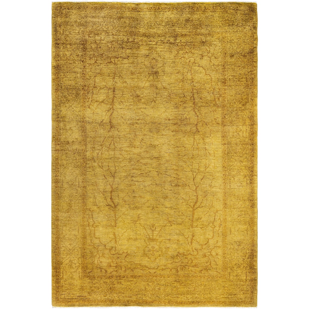 Overdyed One-of-a-Kind Hand-Knotted Area Rug - Yellow - 6' 3" x 9' 2"