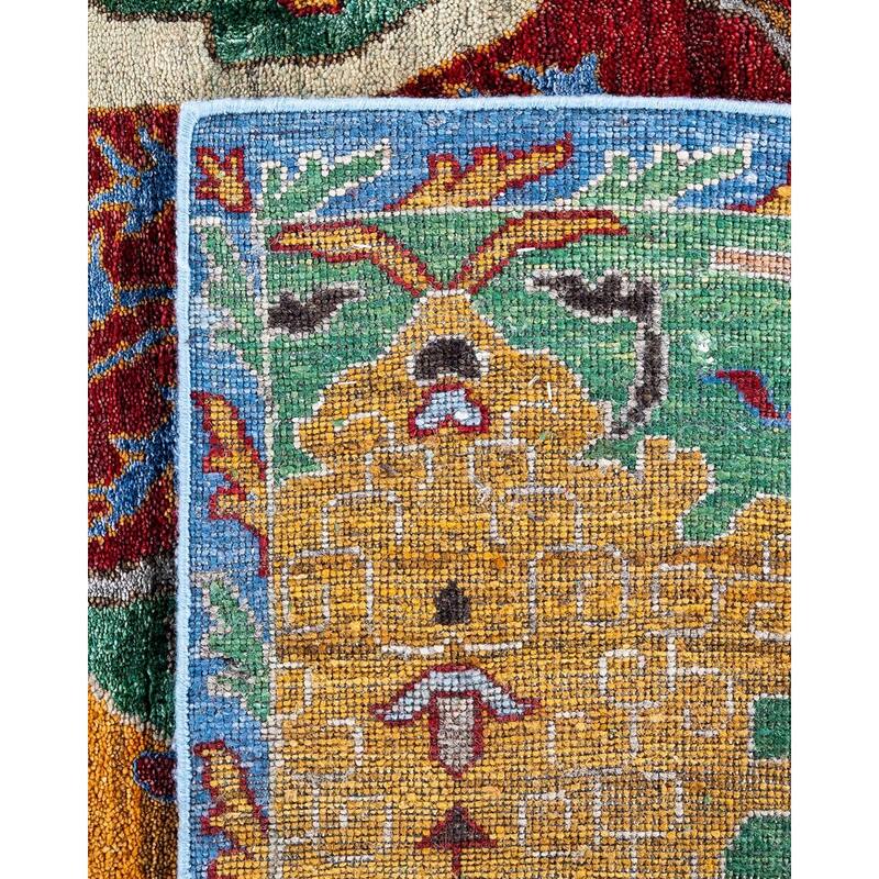 Modern One-of-a-Kind Hand-Knotted Area Rug, Red - 8' 1" x 10' 1"