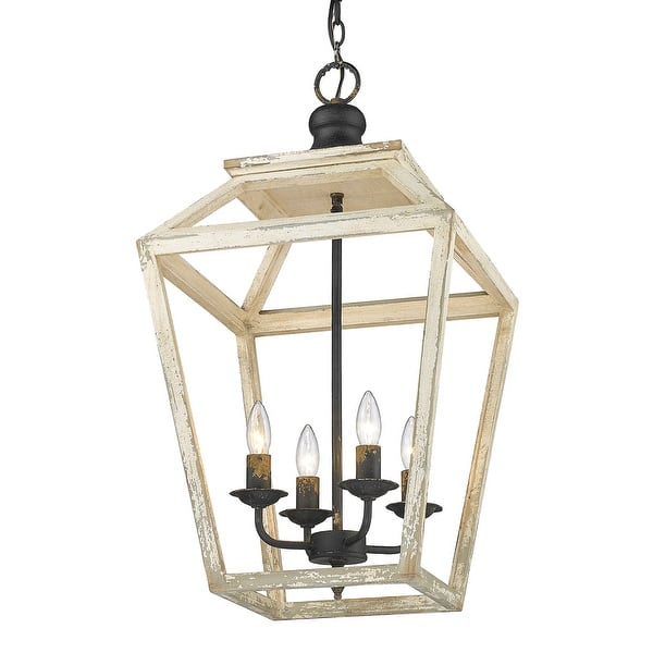 slide 2 of 4, Golden Lighting Haiden 4-light Pendant in Antique Black Iron