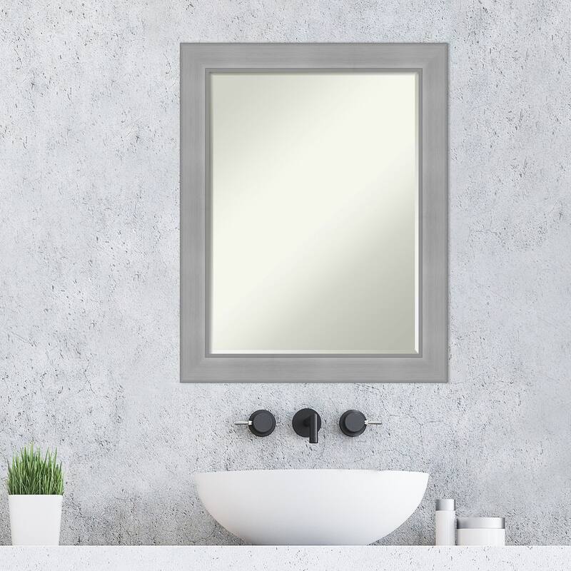 Petite Bevel Bathroom Wall Mirror - Vista Brushed Nickel Frame - Vista Brushed Nickel - 22 x 28 in