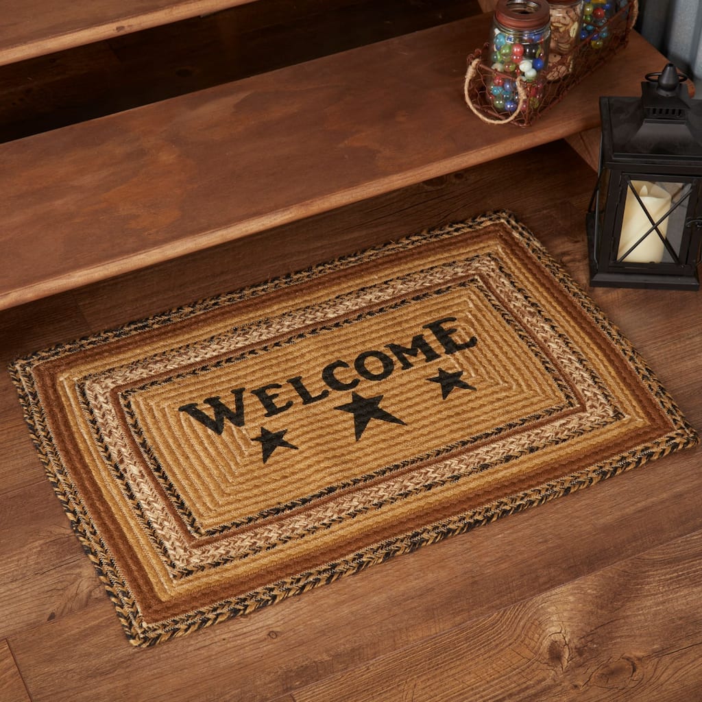 Kettle Grove Jute Rug Rect Stencil Welcome w/ Pad 20x30 - 20" x 30"