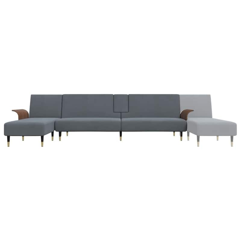 vidaXL L-shaped Sofa Bed Black /Dark Gray 109.8"x55.1"x27.6" Velvet - 109.8" x 55.1" x 27.6"