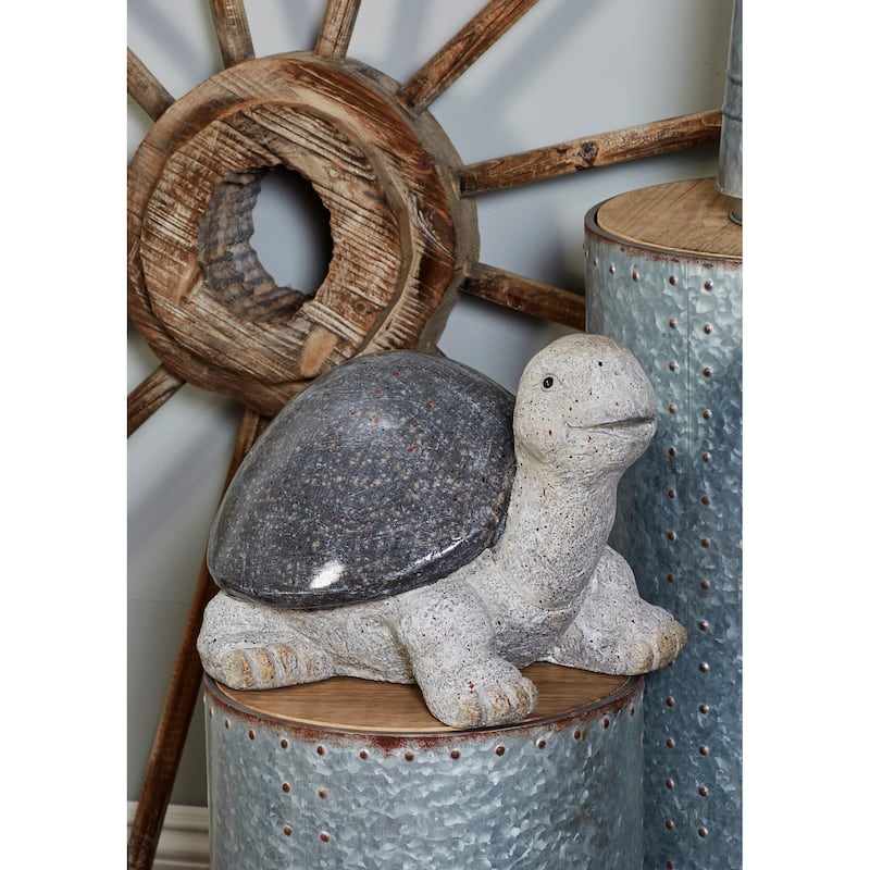 White Polystone Indoor Outdoor Turtle Decorative Garden Sculpture